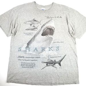 Shark T Shirt Graphic Tee Sharks Great White Gray